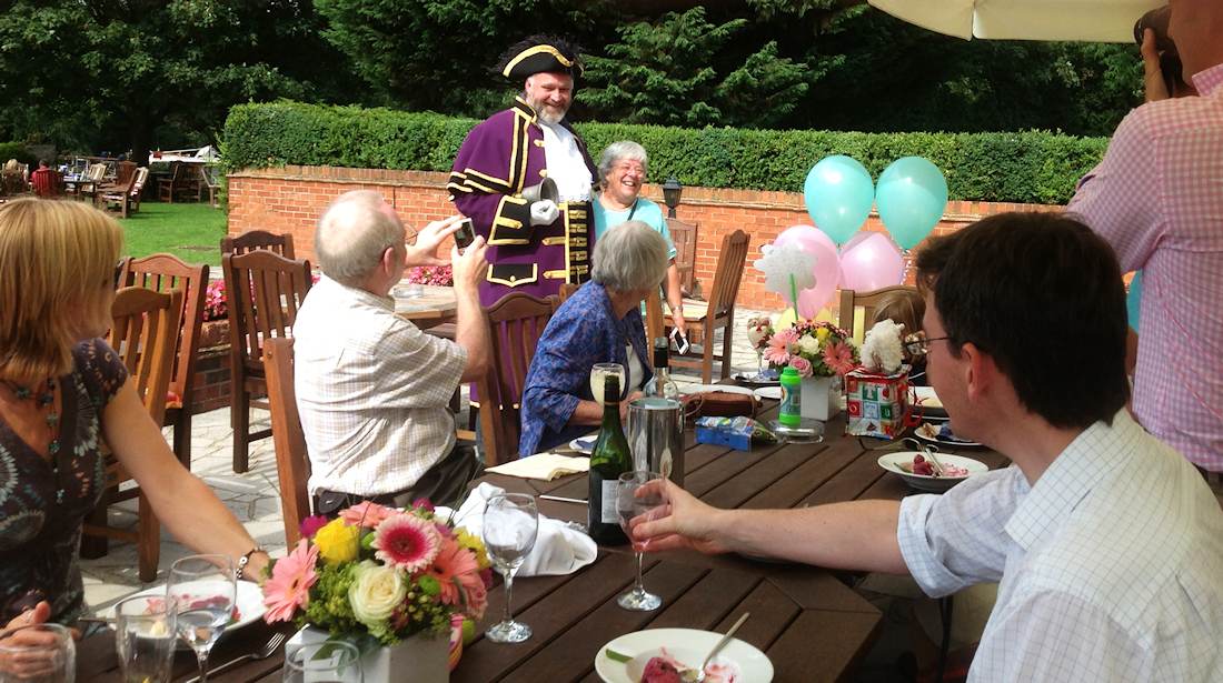 Town Crier makes a surprise appearance at a birthday party