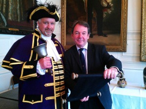 Celebrity antiques expert Eric Knowles and RBWM Town Crier Chris Brown