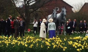 HM the Queen unveils the 'Windsor Greys' statue