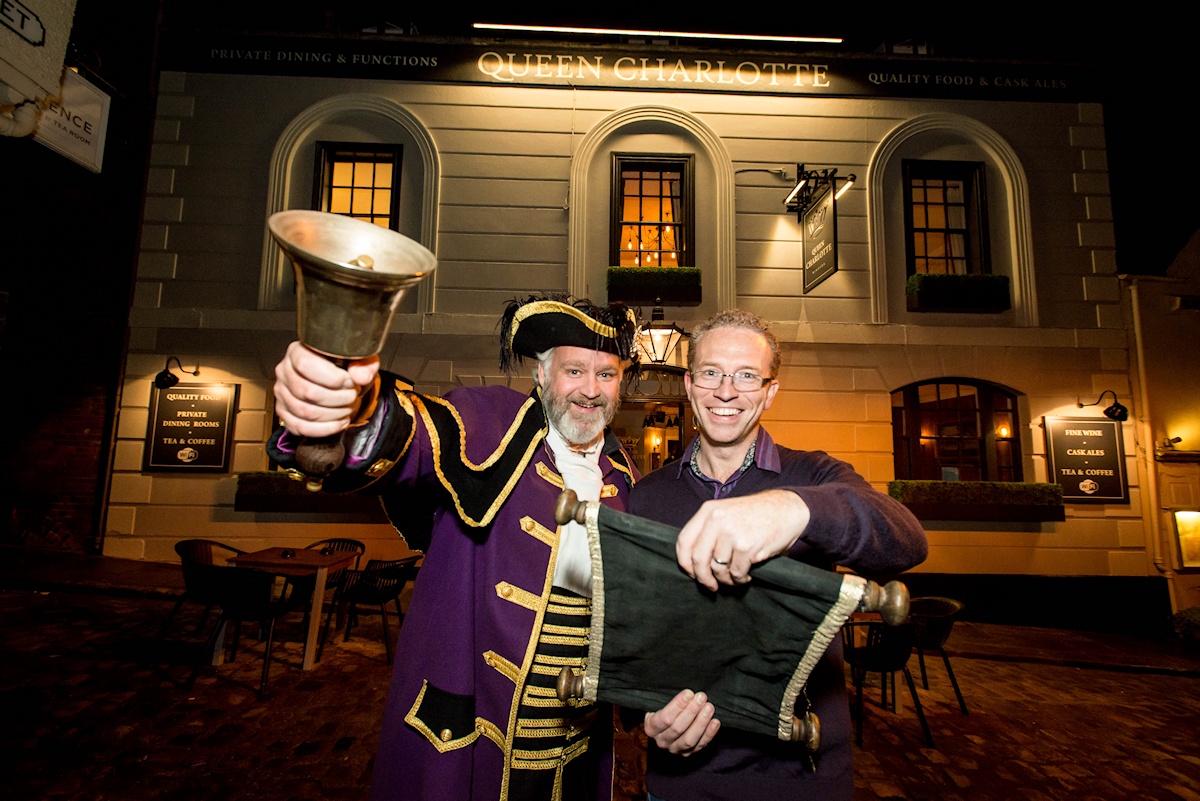 Town crier and John Perry, landlord